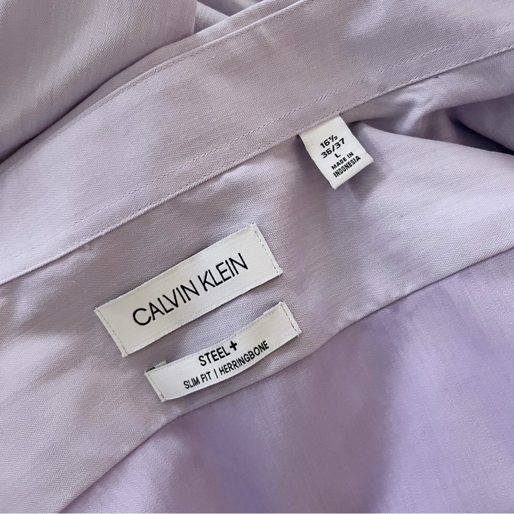 Calvin Klein Lilac Men's Dress Shirt (Large 16 1/5) - Picture 7 of 7